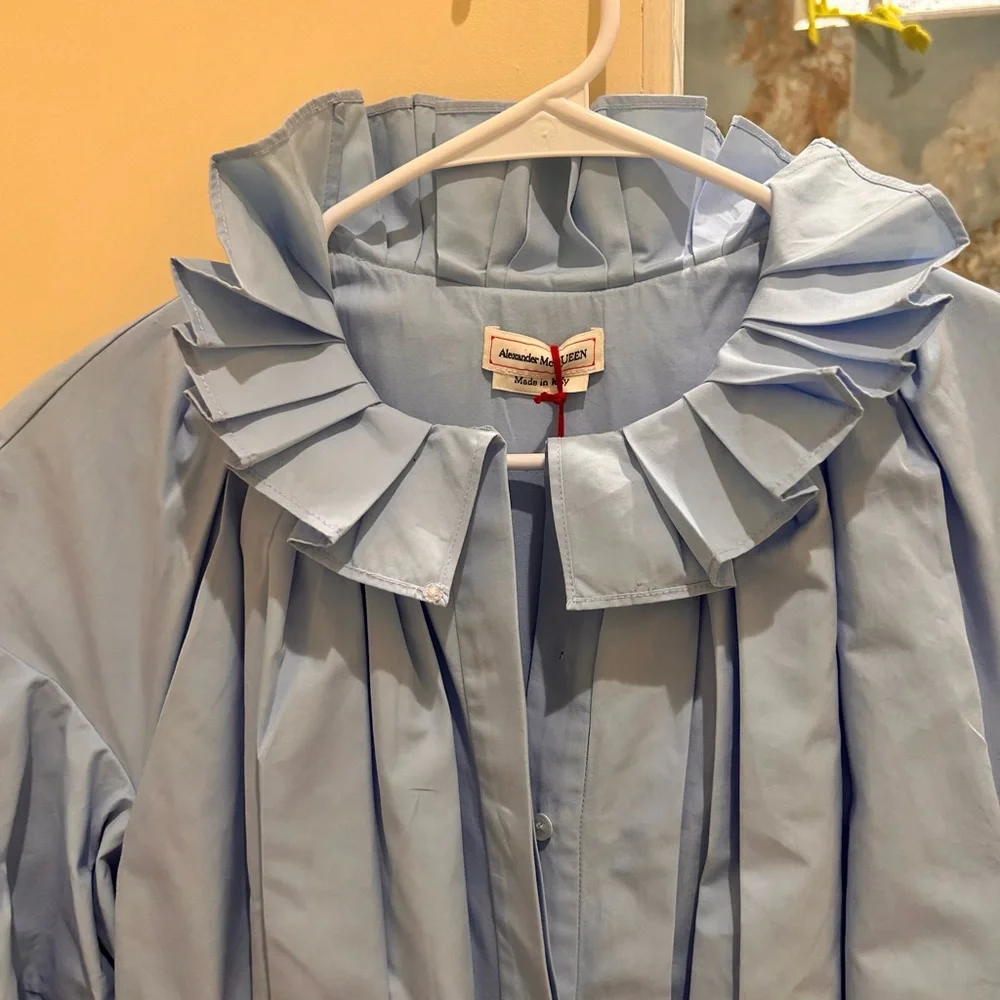 ALEXANDER MCQUEEN 
Puff-Sleeve Cotton-Poplin Shirt Dress size 8 - Picture 7 of 10